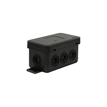 Installation Box V8, surface, black, without terminals, lid click-clack, 8 rubber glands, IP54,elektro-plast