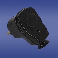 Angle plug AWA-ŁK with switch and led switching control , splash proof black,elektro-plast