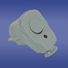 Angle plug AWA-ŁK with switch and led switching control , splash proof grey,elektro-plast