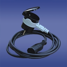 Combination plug with socket , splash proof socket with flap AWA-GP10 black and grey , 3x0,75mm,elektro-plast