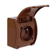 Switches and Sockets - KOALA - colour: brown - Single Socket (2P+Z) VG-1, with earthing contact, screw type terminals, IP44