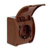 Switches and Sockets - KOALA - colour: brown - Single Socket (Schuko 2P+Z) VG-1S, with Schuko type earthing contact, screw type terminals, IP44
