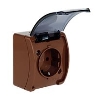 Switches and Sockets - KOALA - colour: brown - Single Socket (Schuko 2P+Z) VG-1S, with Schuko type earthing contact, screw type terminals, IP44