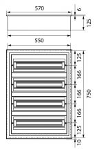 Flush Distribution Board DARP-96 QUITELINE (4x24), lacquered aluminium door, descriptive labels, aluminum TH rail (eurobus), IP54