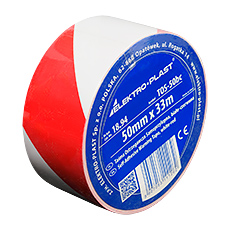 Taśmy, Folie kablowe - Taśma Ostrzegawcza Samoprzylepna TOS-5bc, 5cm x 33m, biało-czerwona