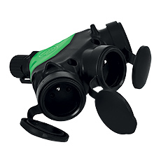 Wtyczki, Gniazda, Przewody przyłączeniowe - Rozgałęźnik Trójnik Gumowy FRG, rozbieralny, 3 x [2P+Z], Σ10A 250V, IP44