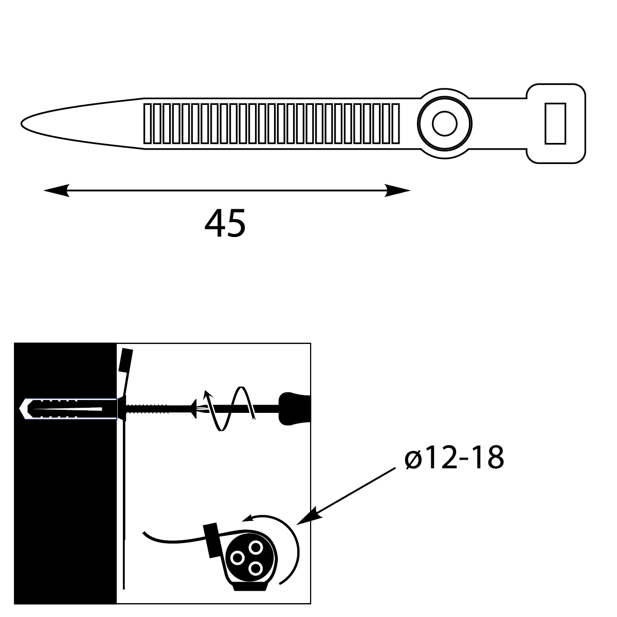 Uchwyt Paskowy Zaciskowy UP-z Ø18 UV, 45mm, czarny,elektro-plast