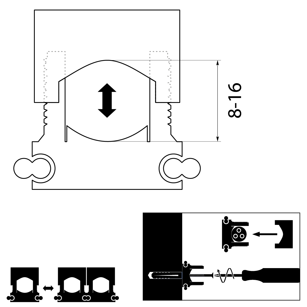 Uchwyt montażowy przewodu UM 16, łączeniowy, biały   ,elektro-plast