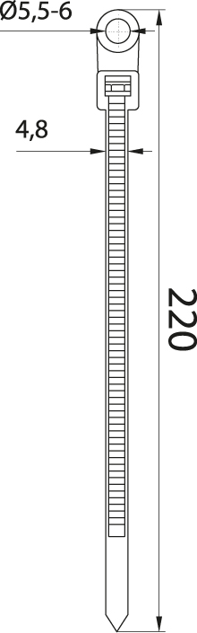 Opaska zaciskowa z otworem - OZOc-5/220UV, czarna, dł. 220mm
