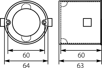 Puszka Instalacyjna Podtynkowa Łączona PKz-Φ60x60, biała, z wkrętami, głęboka, Uni:500V