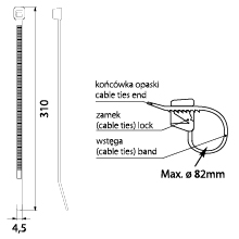 Opaska Zaciskowa czarna OZC 45-310 UV, 4.5x310, max. Φ82