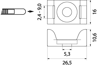 Podstawka Montażowa PMP-10-5-UV-100, przykręcana, szer. opasek: 2.4-9mm