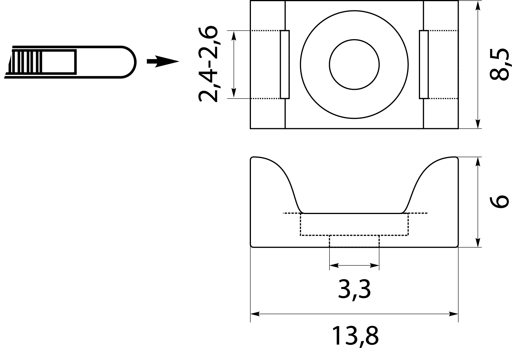 Podstawka Montażowa PMP-03-3-UV-100, przykręcana, szer. opasek: 2.4-2.6mm,elektro-plast