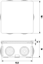 Puszka Instalacyjna PI 80x80, z dławikami, pokrywa na zatrzask,  zaślepki otworów montażowych, kolor: biały, IP44