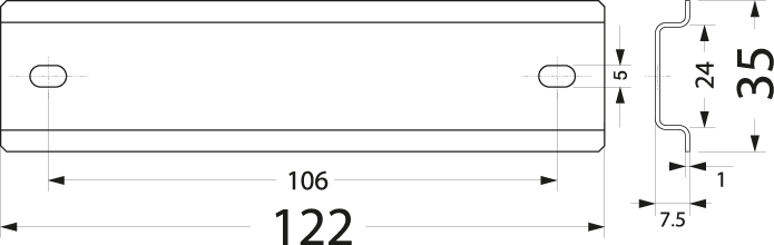 Wspornik montażowy WTH 4/TH35/122, ocynk, długość: 122mm