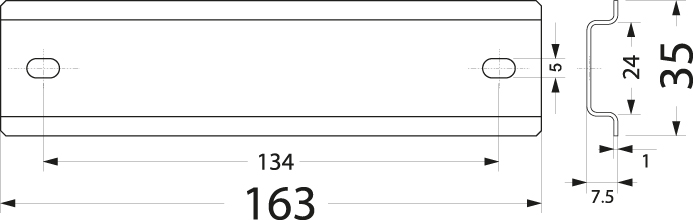 Wspornik montażowy WTH 8/TH35/163, ocynk, długość: 163mm