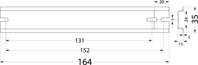 Wspornik montażowy WTH 9/TH35/164, ocynk, długość: 164mm