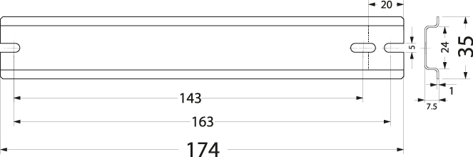 Wspornik montażowy WTH 10/TH35/170, ocynk, długość: 170mm