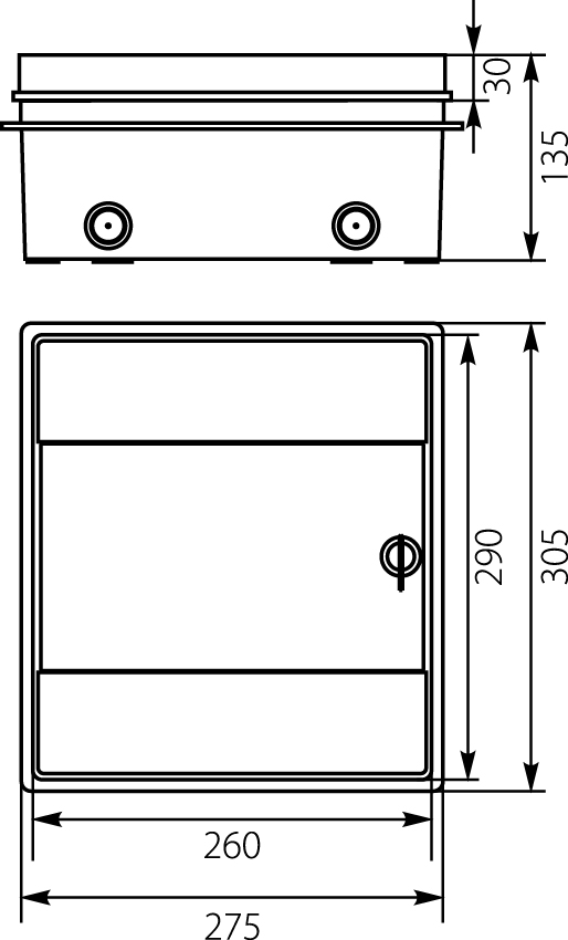 Rozdzielnica Hermetyczna RHp-8/Z (z zamkiem, drzwi transparentne PC), IP65,elektro-plast