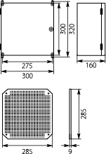 Obudowa z tworzywa UNIbox Uni-0/TPM, panel membranowy P-MB-35, płyta montażowa,  uchwyty do montażu naściennego, IP65, IK07