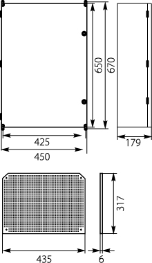 Obudowa z tworzywa UNI-3, 2 x płyta montażowa,  uchwyty do montażu naściennego, IP65, IK07