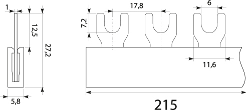 Szyna prądowa  S12 1F -10, 63A, kolor: szary 