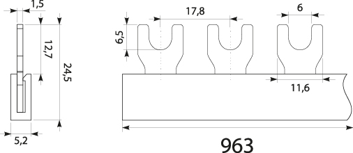 Szyna prądowa S-54 1F - 12, 63A, kolor: szary