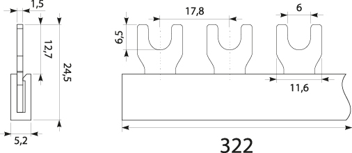 Szyna prądowa S-18 1F - 12, 63A, kolor: szary
