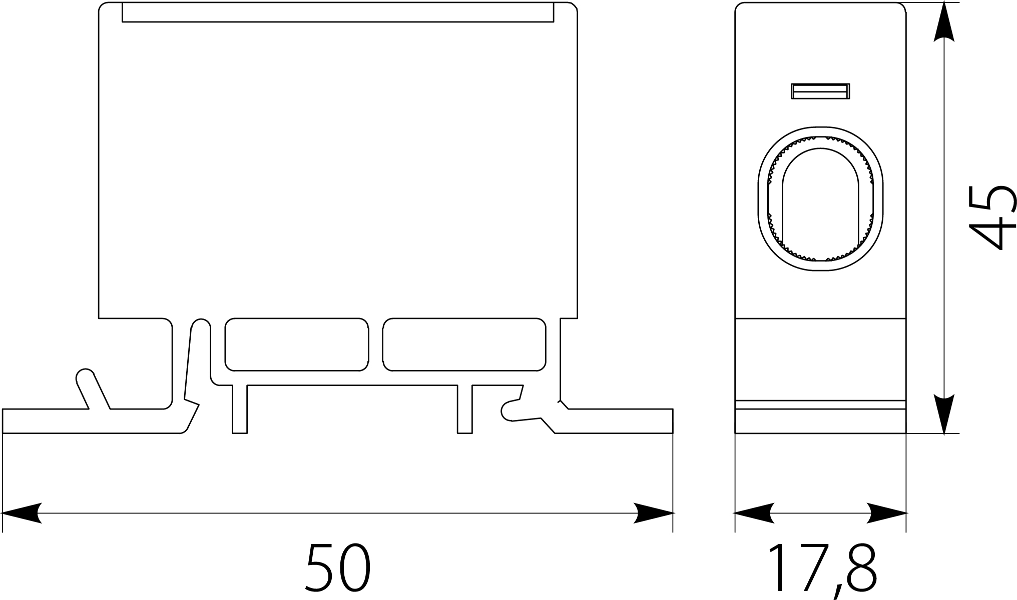 Złączka przelotowa ZP50 AL/Cu 150A, 6kV, na szynę TH35, kolor szary,elektro-plast