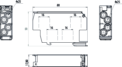 Blok rozdzielczy SDB-25/Z, 100A, 240/415V, 6kV, TH35, 8(4+4)
