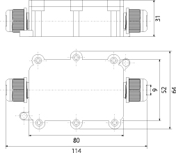 Puszka Instalacyjna PI2P PG9-2P, listwa zaciskowa, pokrywa na wkręty, kolor: czarny, IP68