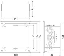 Puszka Podtynkowa Elewacyjna Hermetyczna Ppt-EH160 INOX, IK10, IP65, pokrywa ze stali nierdzewnej, 160x160x87