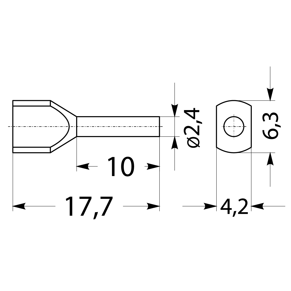 Końcówka tulejkowa izolowana HI 2x1,0/10-cza, czarna, Al/Cu Końcówka tulejkowa izolowana HI 2x1,0/10-cza, czarna, Al/Cu,elektro-plast