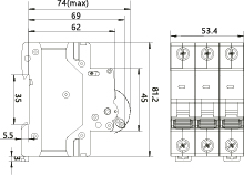 Wyłącznik nadprądowy OCB/C40/3P, 6kA, C, 3-biegunowy, 40A