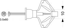 Kołek rozporowy do płyt KARTON-GIPS KGW Ø10 (3.5x60) - na wkrętak krzyżowy