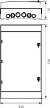 Rozdzielnica hermet. RH-36/3B (białe drzwi), listwy zaciskowe, wspornik TH35, IK07, 1000V DC, IP65