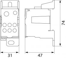 Blok Rozdzielczy UKK-125, na szynę TH35 lub do pow. płaskich, Al/Cu, 1x35mm, 1x16mm, 6x16mm, 415V AC/DC, 125A